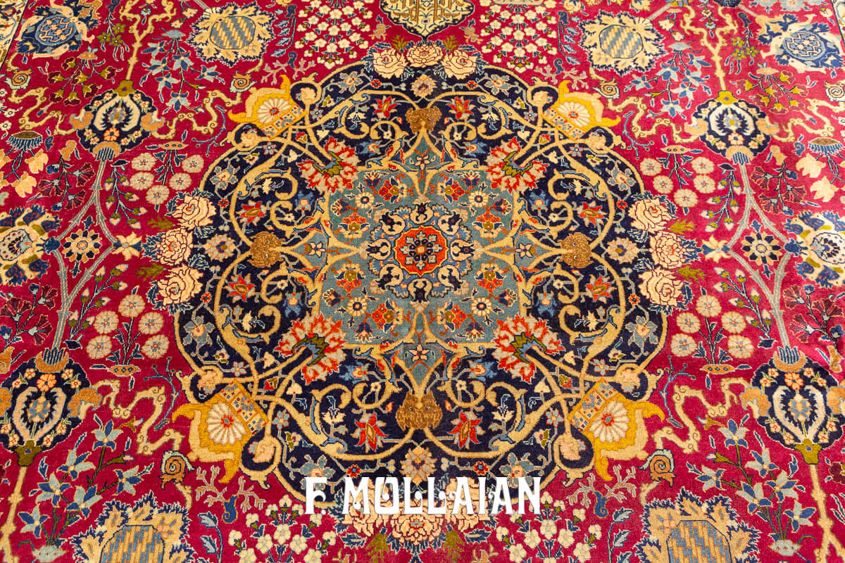 Tabriz Rug Lion Design Crown of King n°:436685